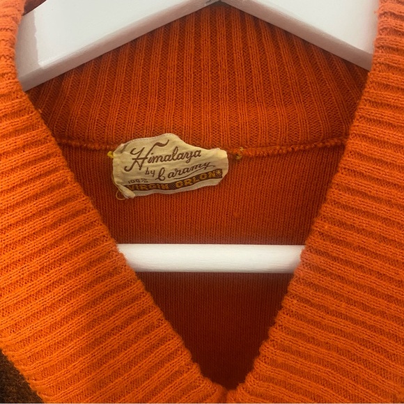 Vintage 70s Orange Stripped Sweater - Picture 3 of 3
